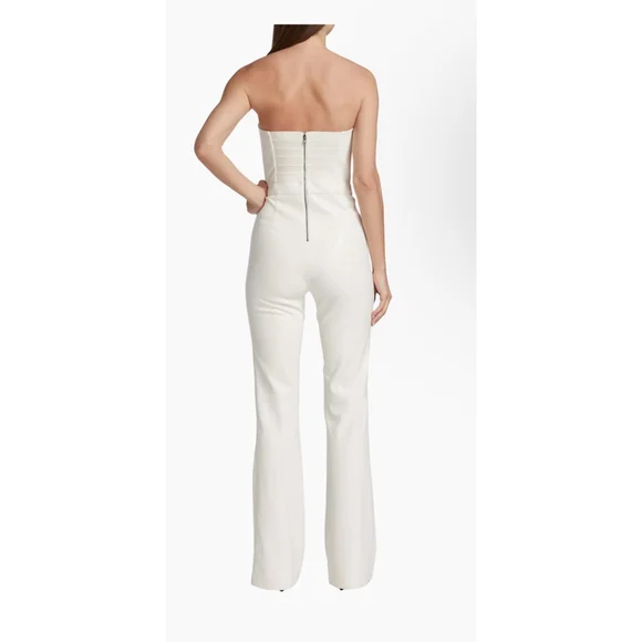 Women's Alice & Olivia Faux Leather Jumpsuit Size 6 White - Picture 3 of 10